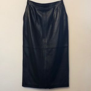 Luxe Chic Black Leather Midi Skirt WITH POCKETS by ibepe